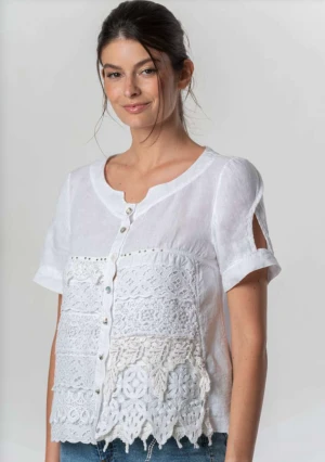 Bluzka lniana biała 